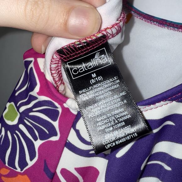 Catalina Women’s Vintage Floral Print One Piece Swimsuit Size M 8/10 - Picture 6 of 6